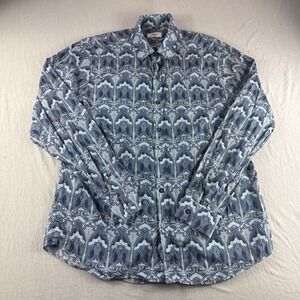 Liberty London Shirt Mens L Blue Floral Long Sleeve Button Up Preppy Nightclub